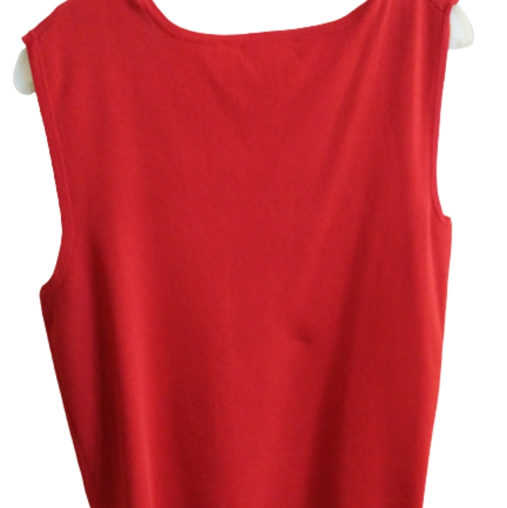 Cable & Gauge Top Red Beaded  Keyhole Sequin Trim Sleeveless Women size 1X - Picture 13 of 15